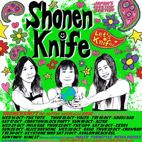 Shonen Knife, Re-cuttin’ Australia/NZ 2026 at Altar Bar