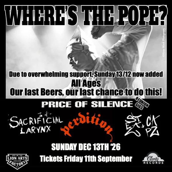 Where's the Pope? extra All Ages Show, Our Last Beers, Our Last Chance at Lion Arts Factory