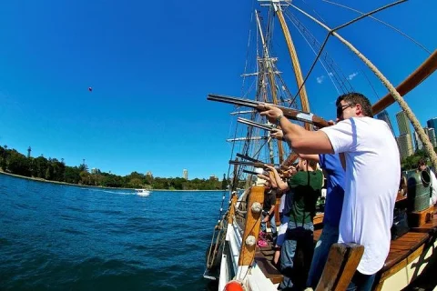 Sydney Harbour Tall Ship Laser Clay Shooting with Mast Climb in Sydney
