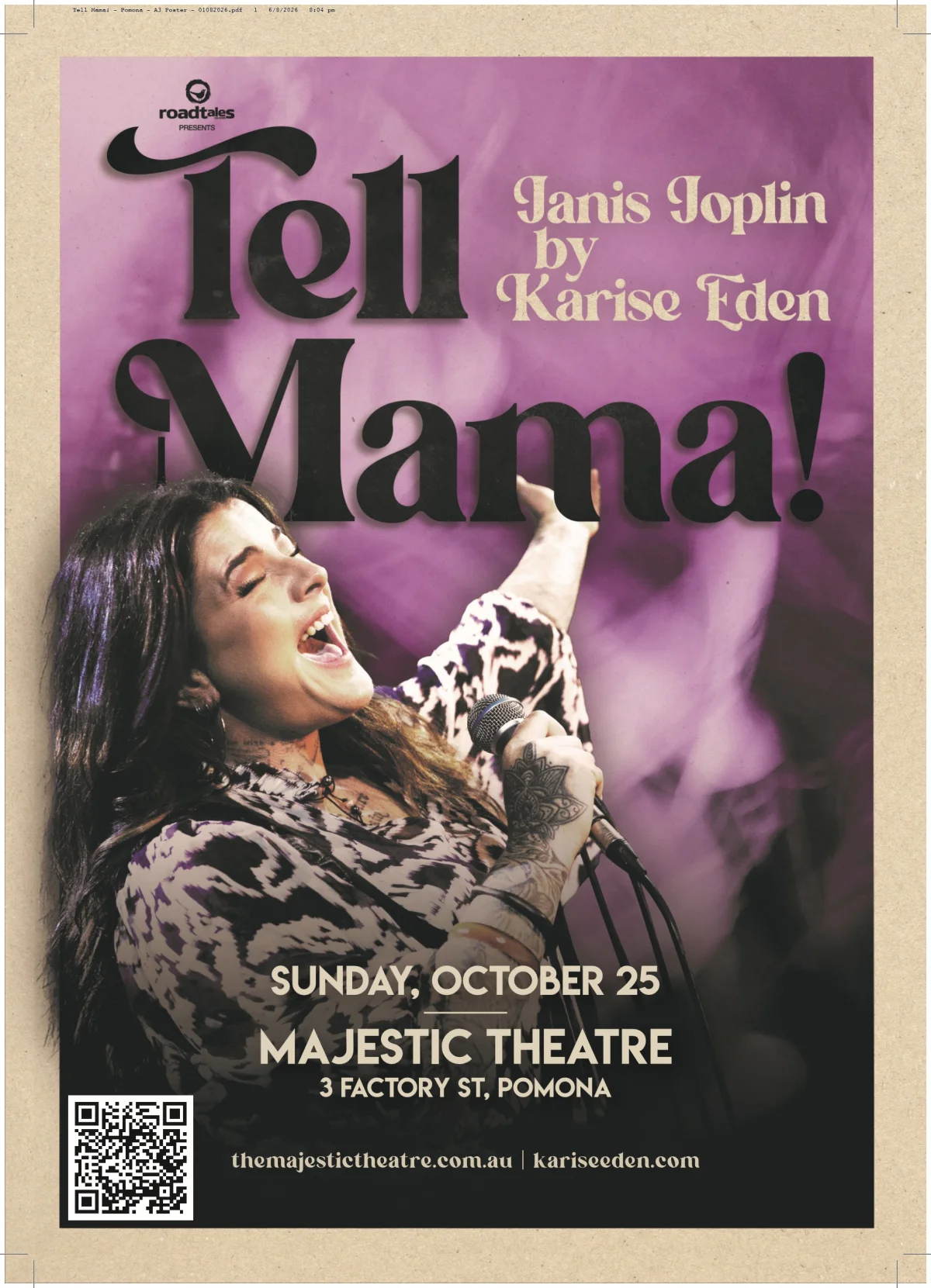 TELL MAMA! Janis Joplin by Karise Eden at The Majestic Theatre