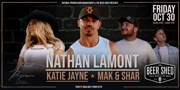 Nathan Lamont, Katie Jayne and Mak + Shar | Live at The Beer Shed at The Beer Shed Brewing Co