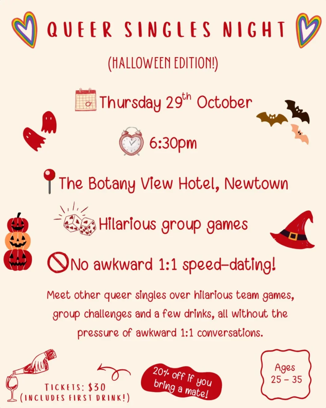 Queer Singles Night - Halloween edition @ The Botany View Hotel at Botany View Hotel