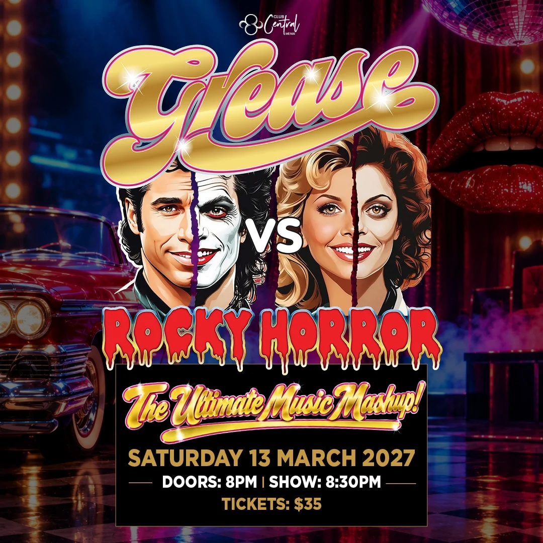 GREECE VS ROCKY HORROR: The Ultimate Music Mashup! at Club Central Menai