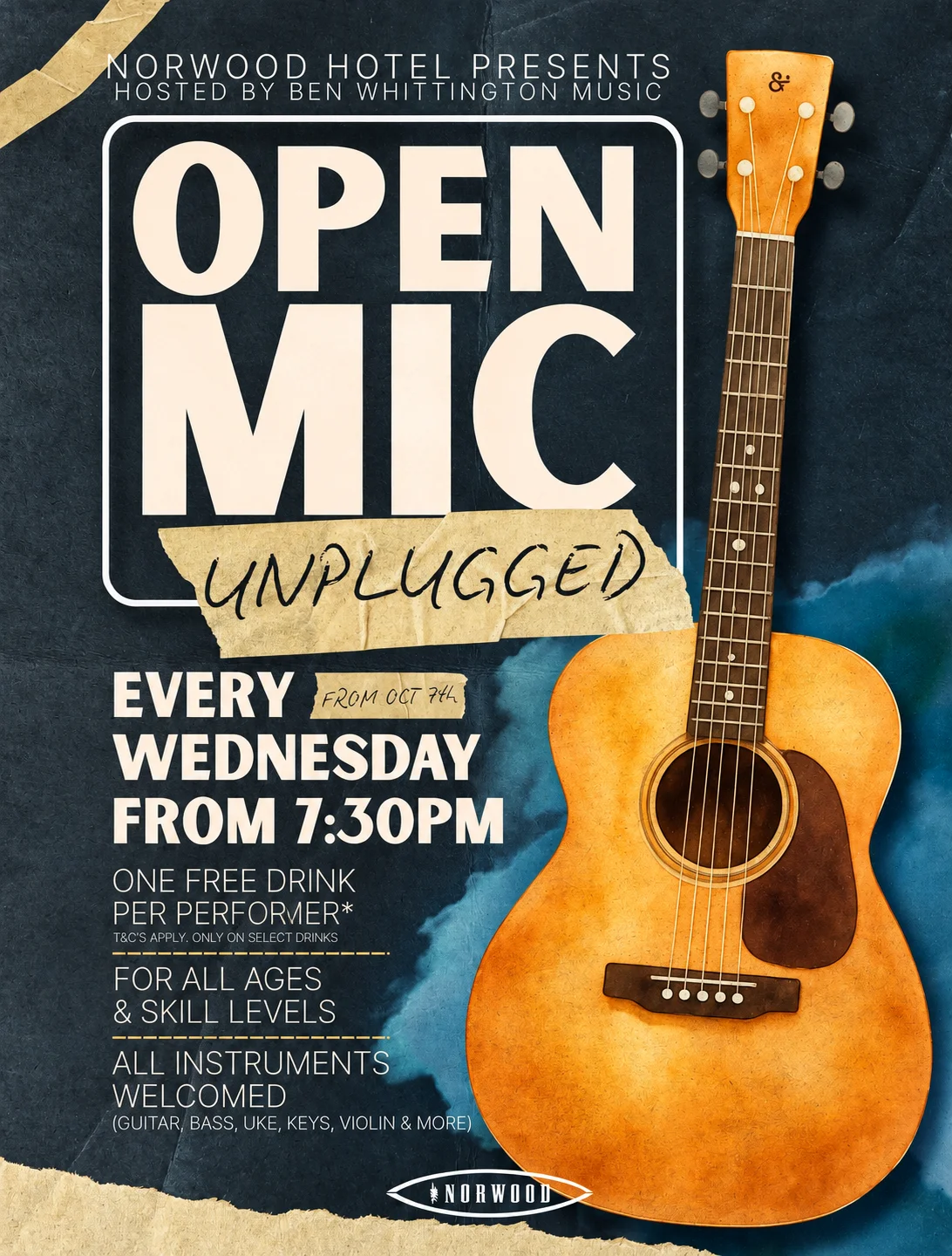 Norwood Open Mic: Unplugged, Open Mic: Unplugged at Norwood Hotel