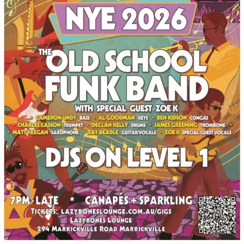 NYE 2026 with Old School Funk & Groove at Lazybones Lounge Restaurant & Bar