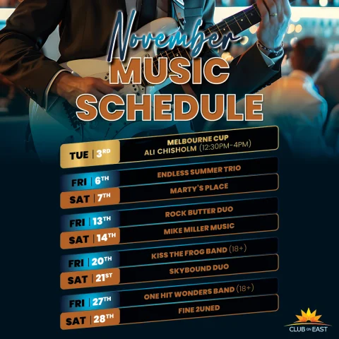 November Live Music at CLUB on EAST