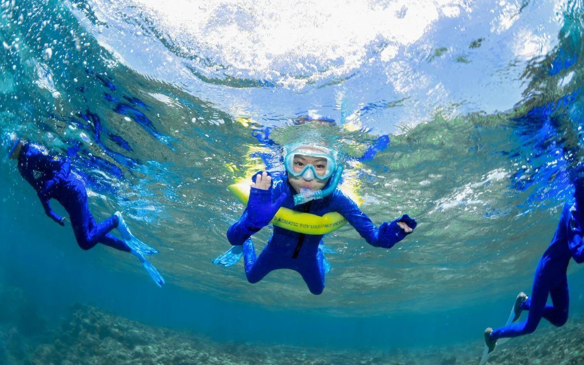 Snorkelling in the water. Coral underwater.